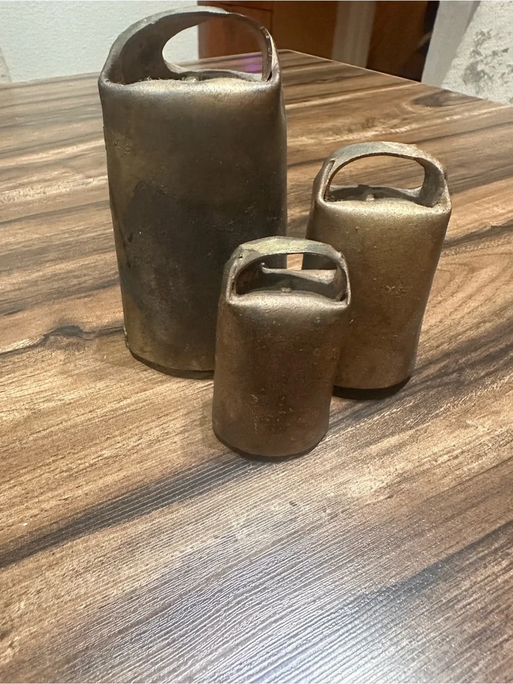 Decorative Metallic Cowbells - Set of 3, Bronze Finish